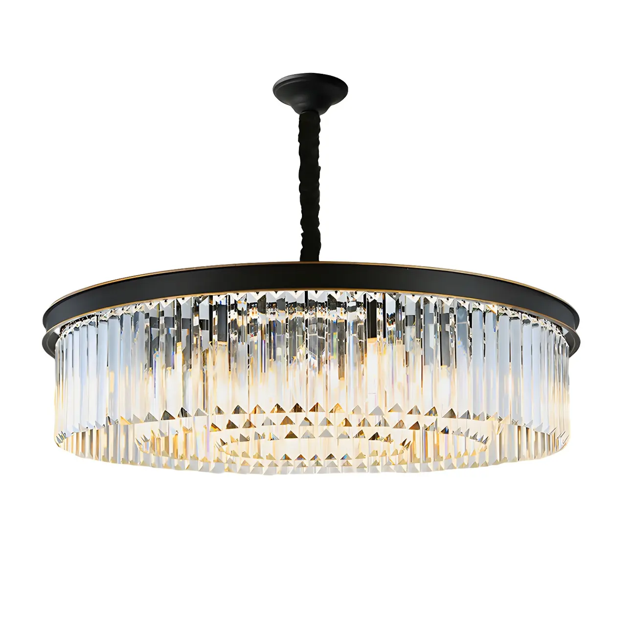Modern Cylinder Crystal Chandelier Height Adjustable