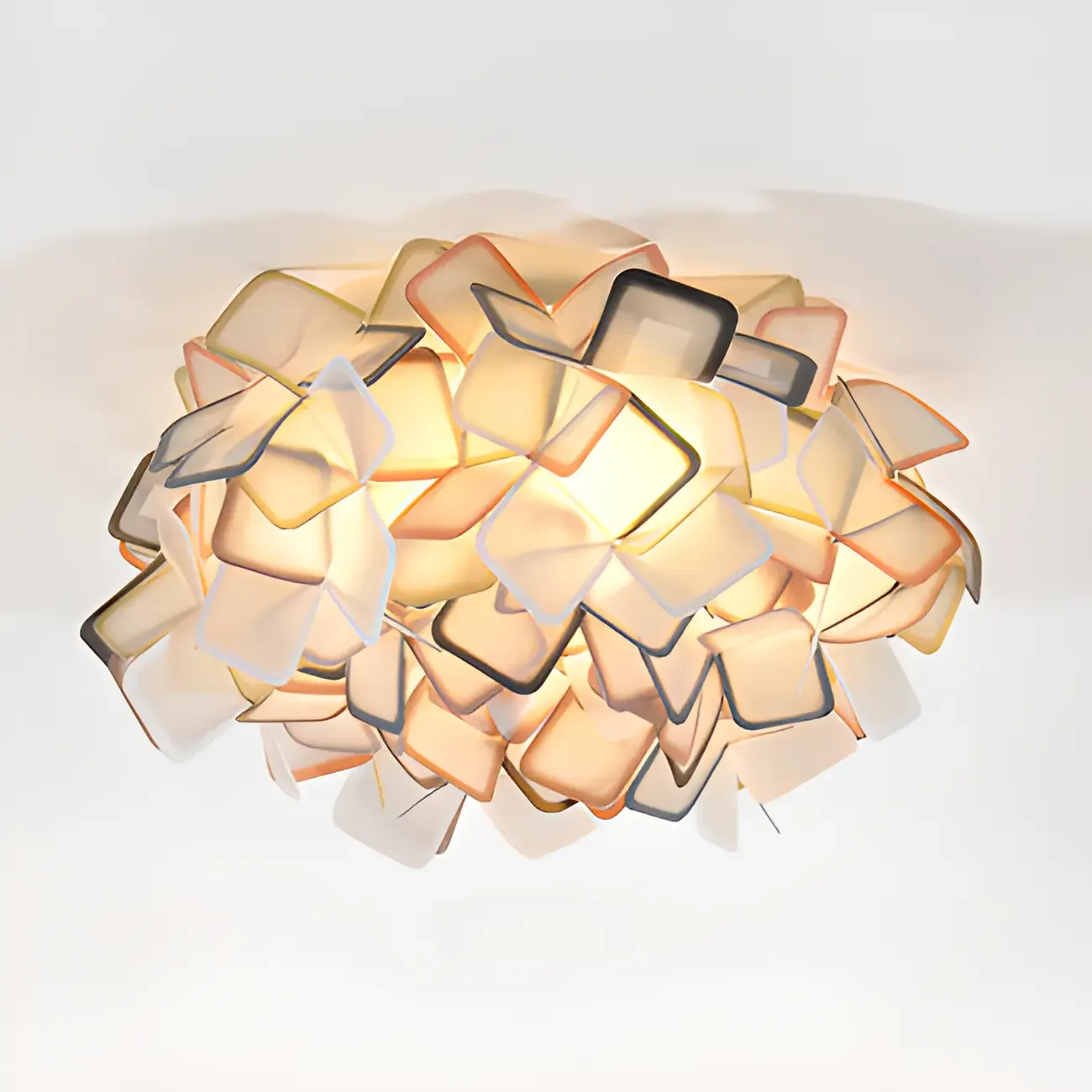 Art Deco White Geometric Plastic LED Flush Mount Ceiling Light