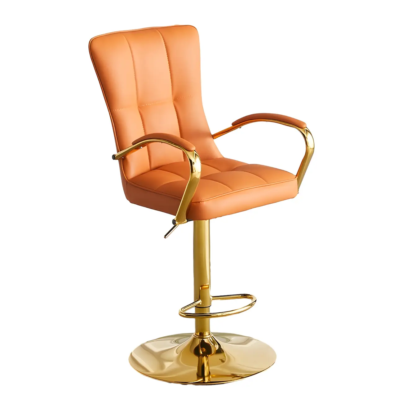 Glam Leather Adjustable Bar Stools with High Back