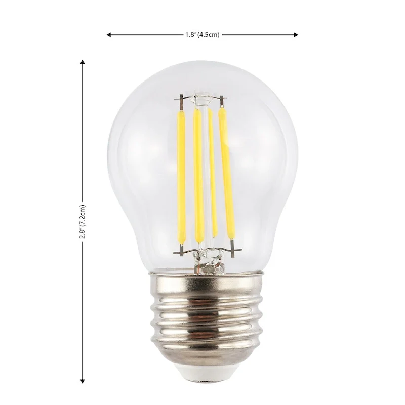 Modern Non-Dimmable G45-4W LED Edison Glass Bulbs with E26 Base, 80+ CRI, Warm White 2700K, Clear (Pack of 6) by JONATHAN Y