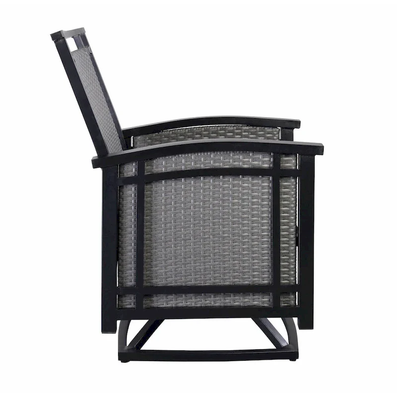 5pc Aluminum and Wicker Swivel Rocking Palmetto Patio Dining Set with Cushions - N/A