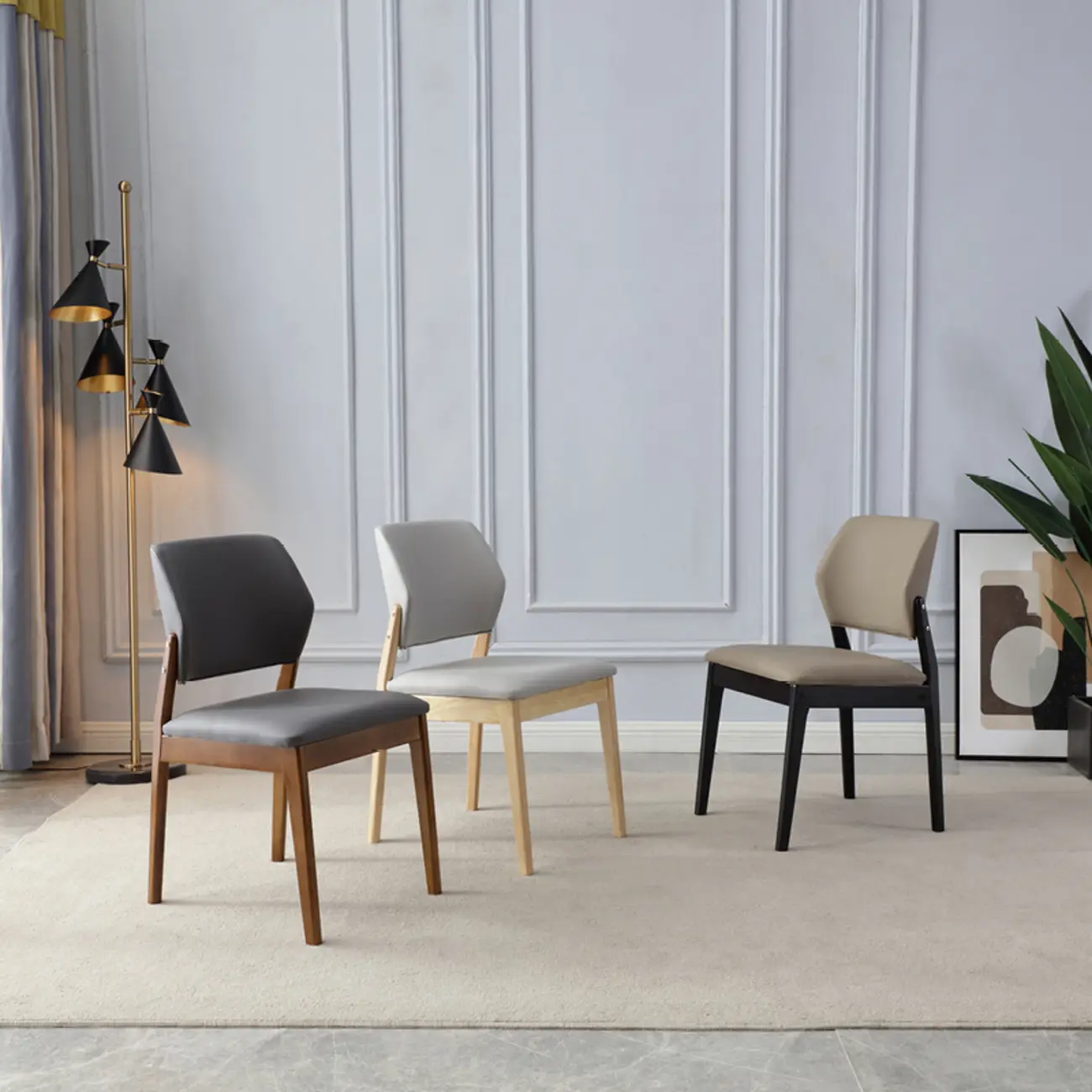 Scandinavian Faux Leather Low Back Dining Chair