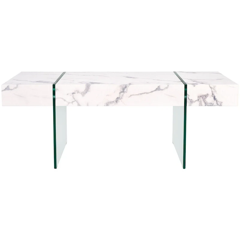 SAFAVIEH Pluma Glass Leg Rectangular Coffee Table - 43.3 W x 23.6 L x 15.7 H - 43Wx24Dx16H