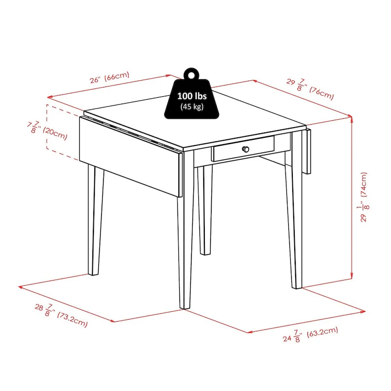 Drop Leaf Table with Ladder-back Chairs, Walnut