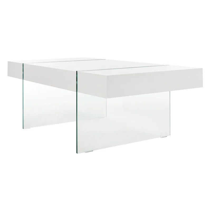SAFAVIEH Pluma Glass Leg Rectangular Coffee Table - 43.3 W x 23.6 L x 15.7 H - 43Wx24Dx16H
