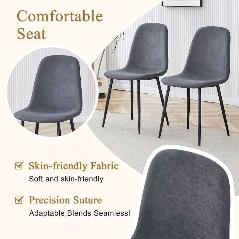 Modern Dining Set with Rectangular Black A-Frame Table & Round Backrest Chairs