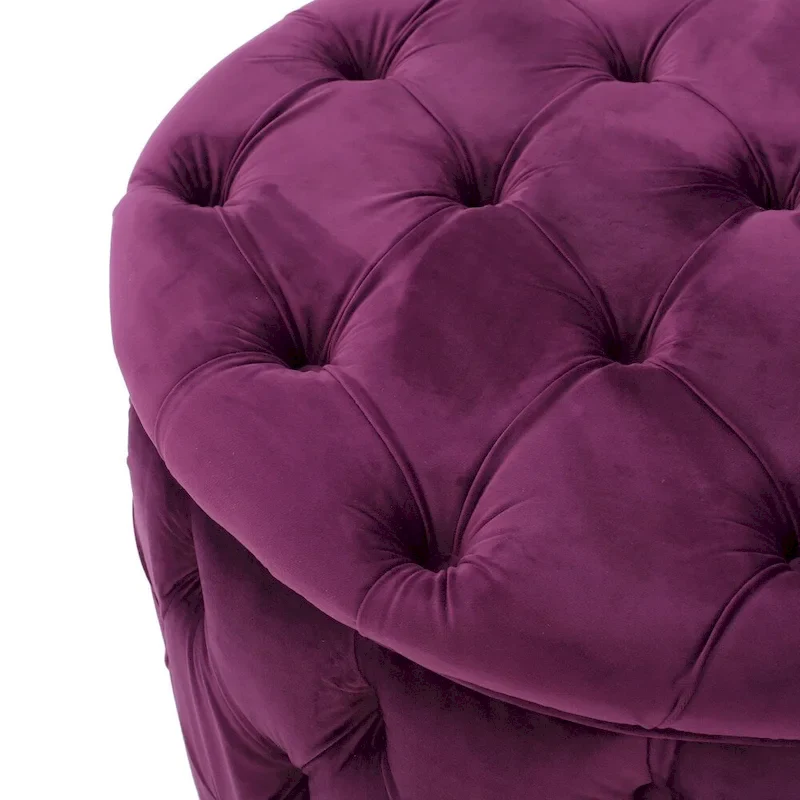 Zelfa Modern Glam Tufted Velvet Round Ottoman by Christopher Knight Home