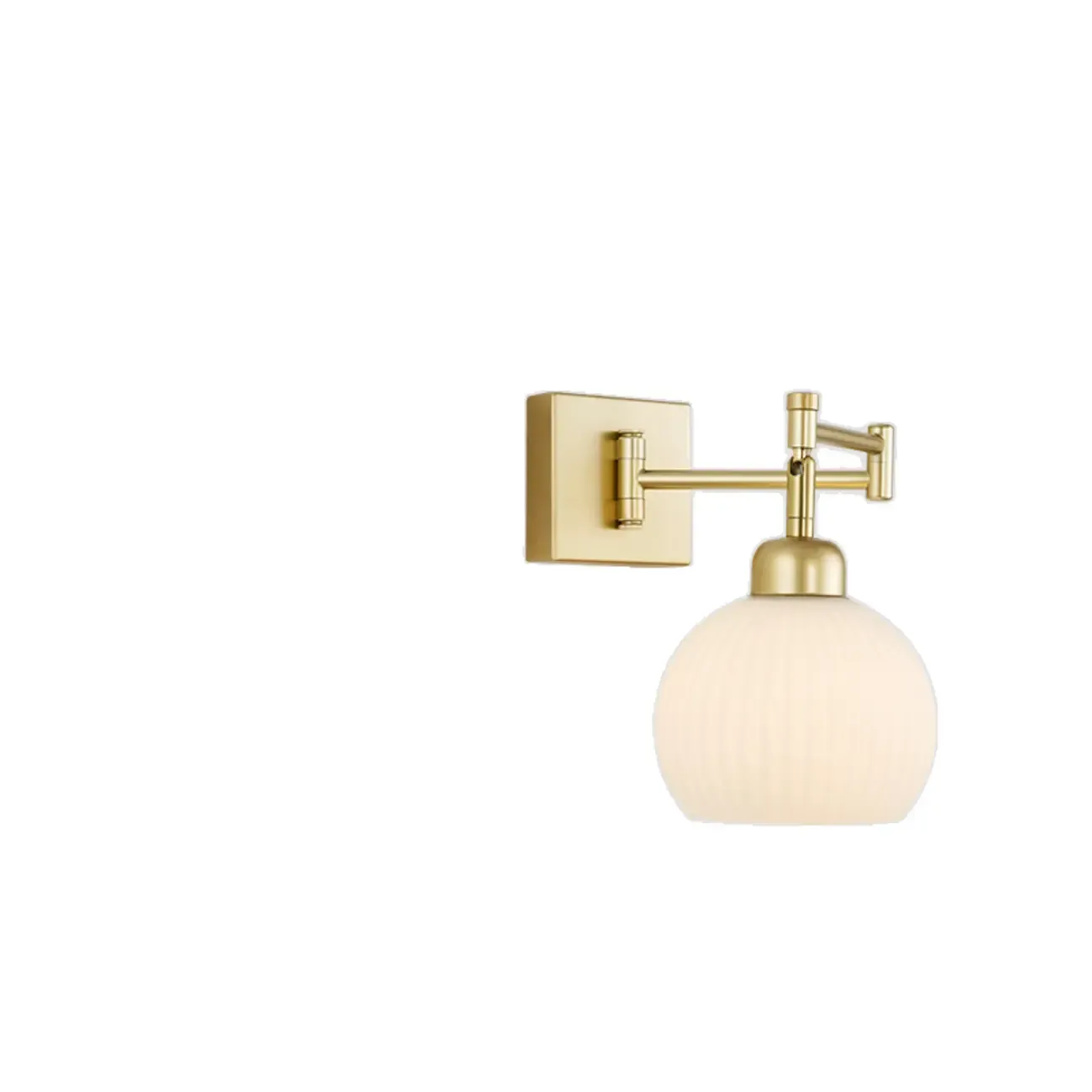 Modern Dual White Glass Dome Brass Wall Lamp