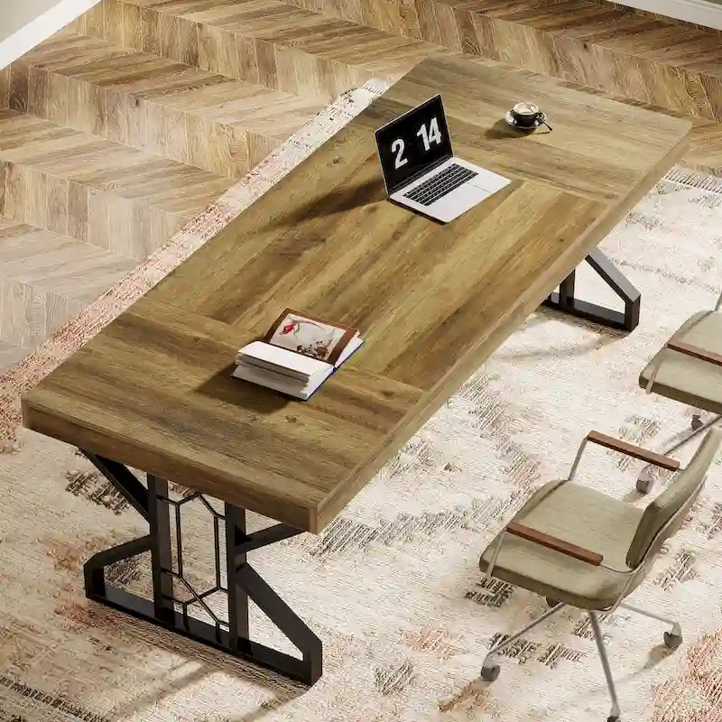 63-Inch Large Executive Office Desk, Rustic Brown Computer Desk