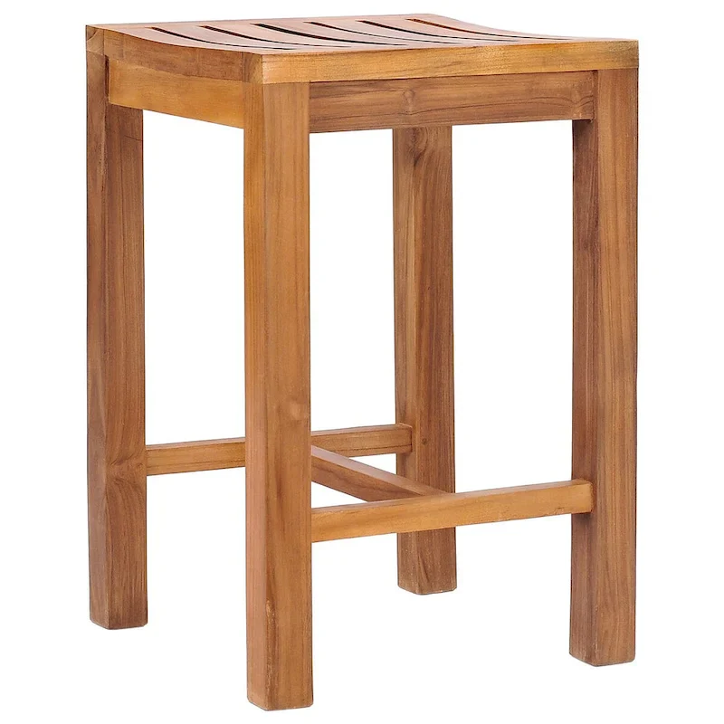 Chic Teak 3 Piece Teak Wood Seville Medium Counter Height Patio Bistro Dining Set, 2 Counters Stools and 35 Square Table