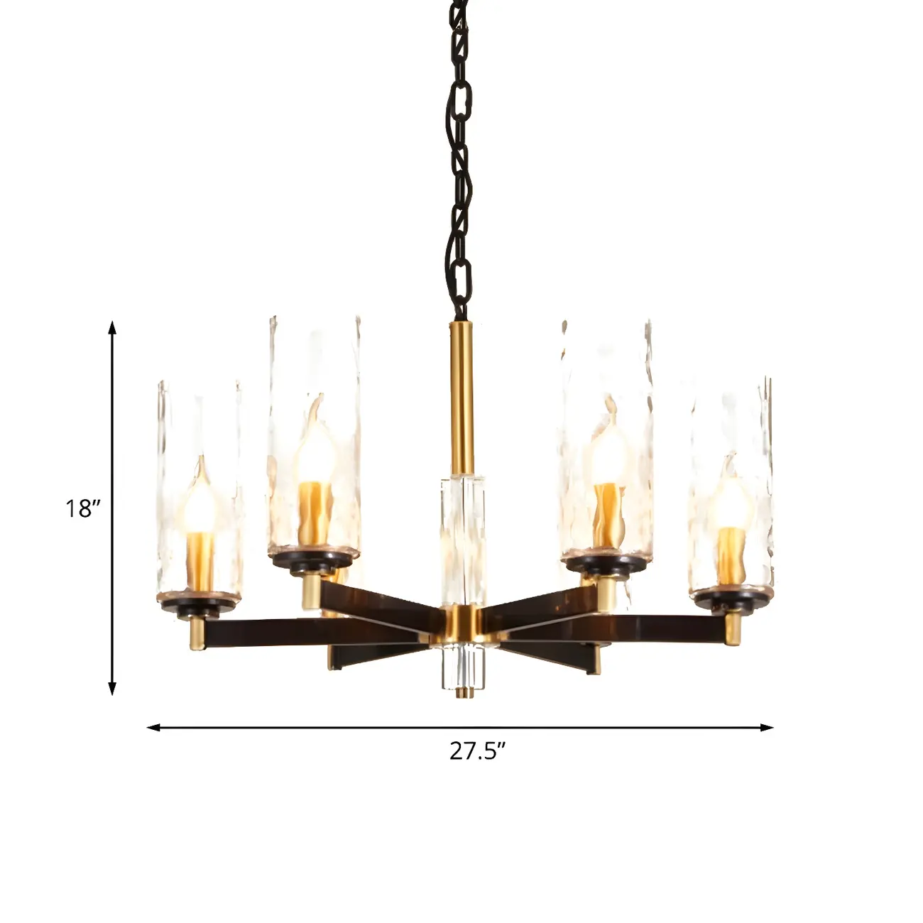 Modern Stylish Black-Gold Cylinder Glass Chandelier
