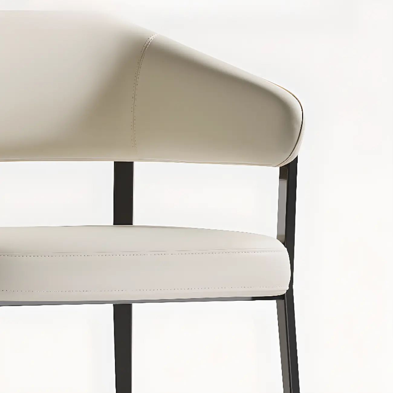 Modern Faux Leather Arm Dining Chair Open Back Alloy Legs