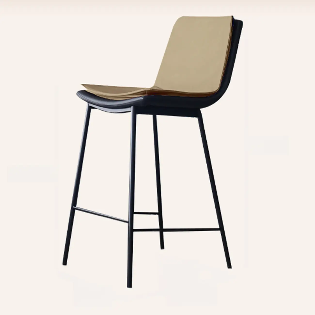 Modern Leather Counter Height Bar Stool with Back