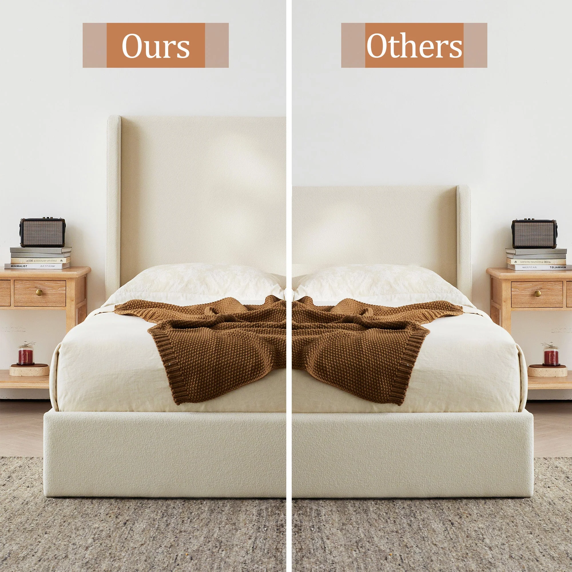 Carmen 52.3' Upholstered Wingback King Bedframe