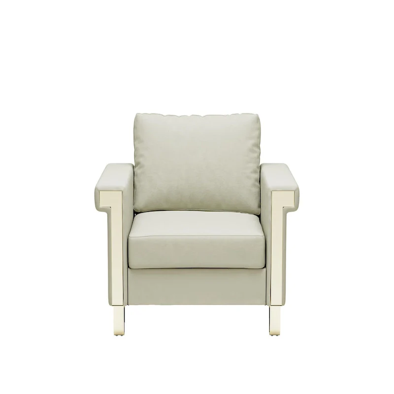 Velvet Accent Chair with Removable Cushions and Metal Legs