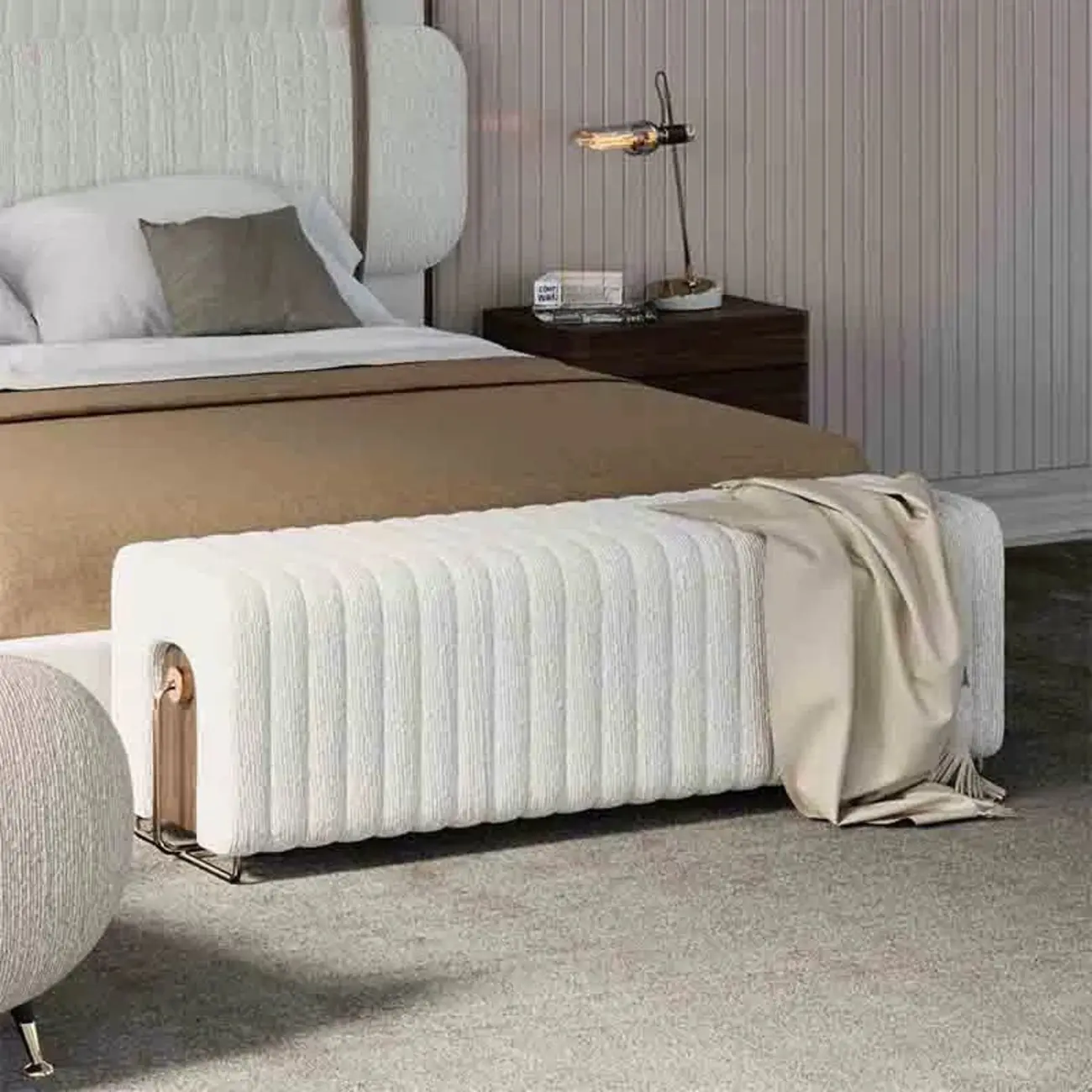 Rectangular Simple Long Upholstered Bedroom Bench
