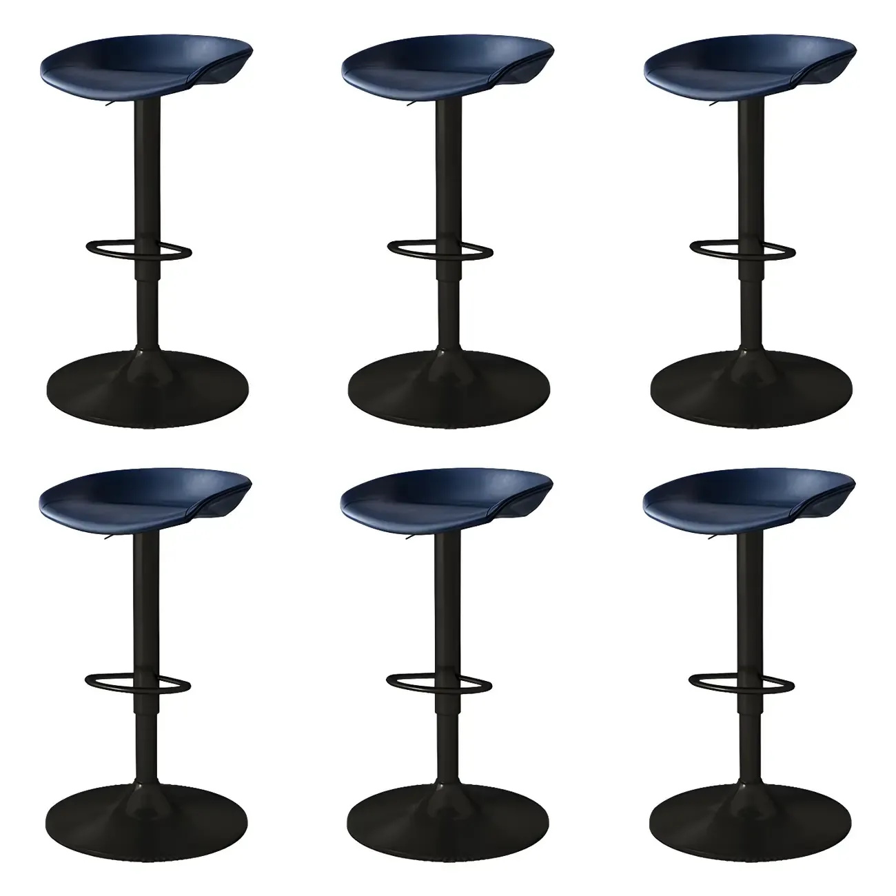 Modern Leather Black Pedestal Swivel Adjustable Bar Stool