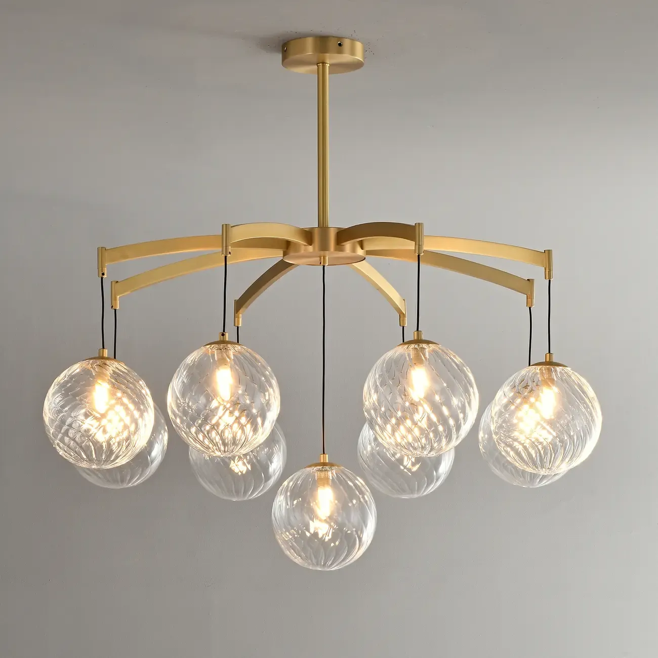 Gold Glass Orb Crystal Chandelier Modern Elegant Design