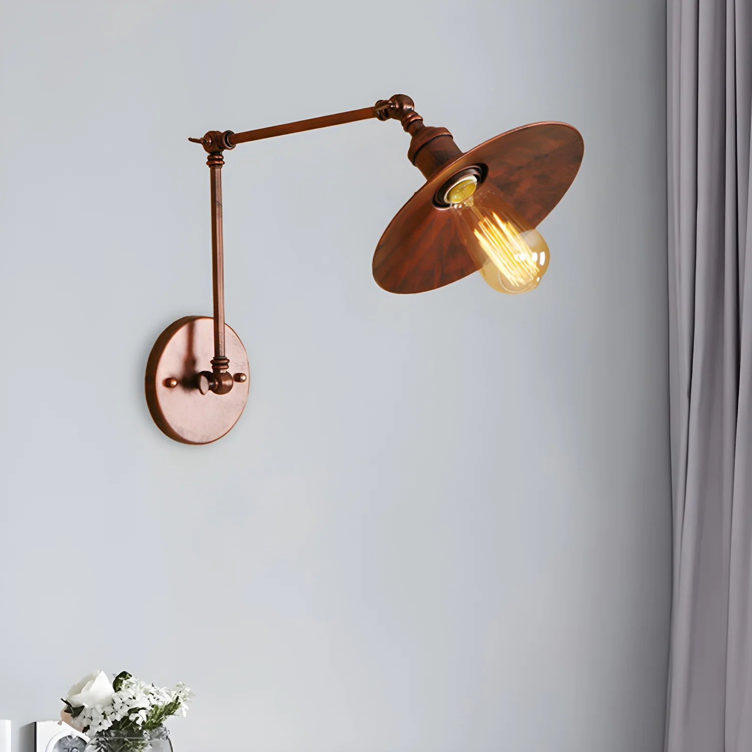 Industrial Metal Flat-Shade Swing Arm Wall Light