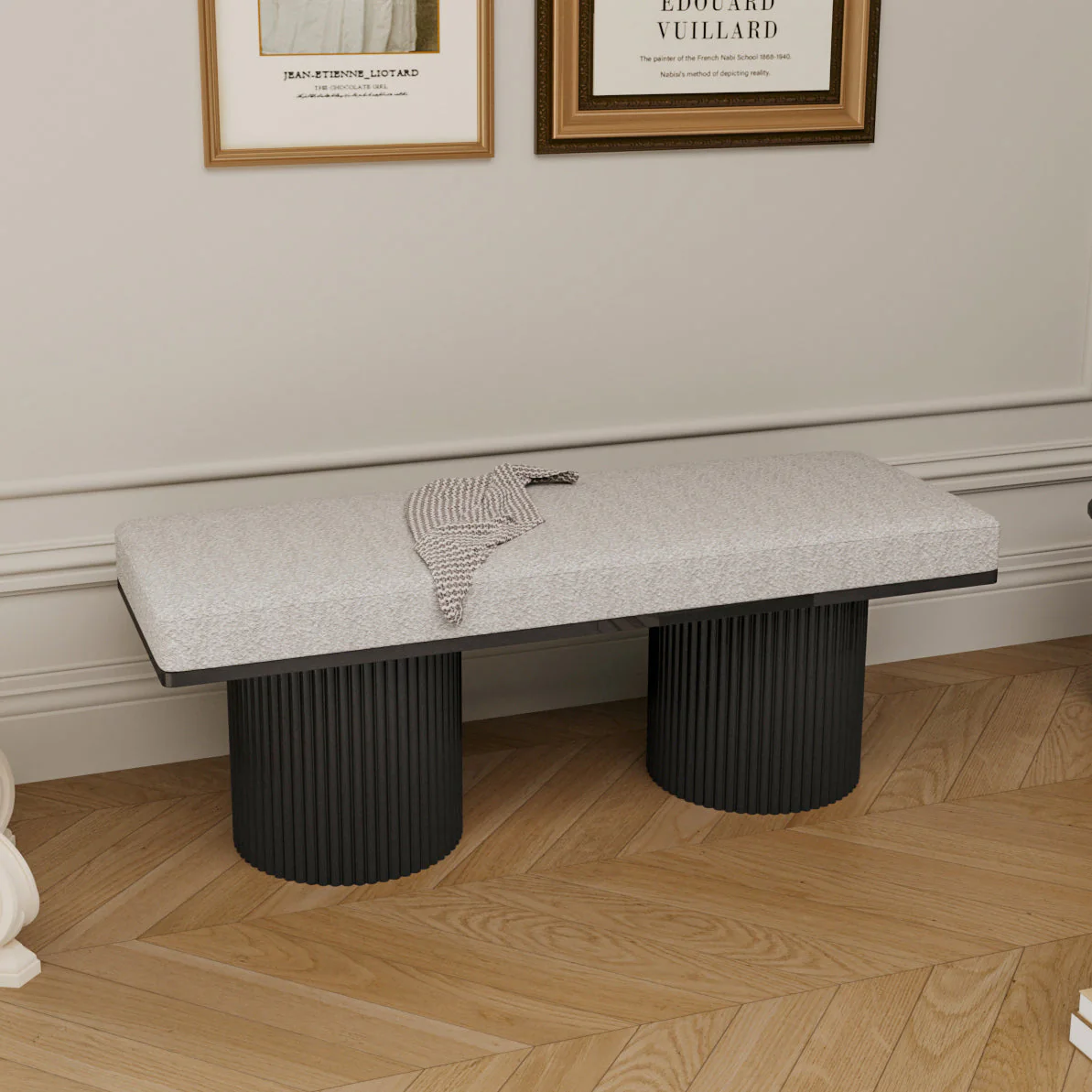 Walker Edison | Fluted Base Upholstered Bench