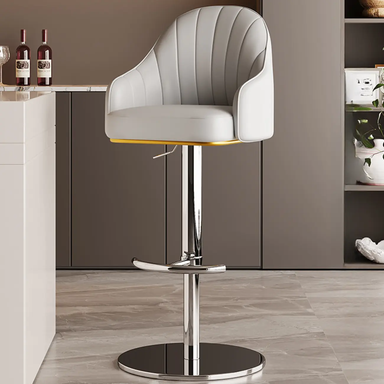 Low Back Adjustable Modern Leather Swivel Bar Stool