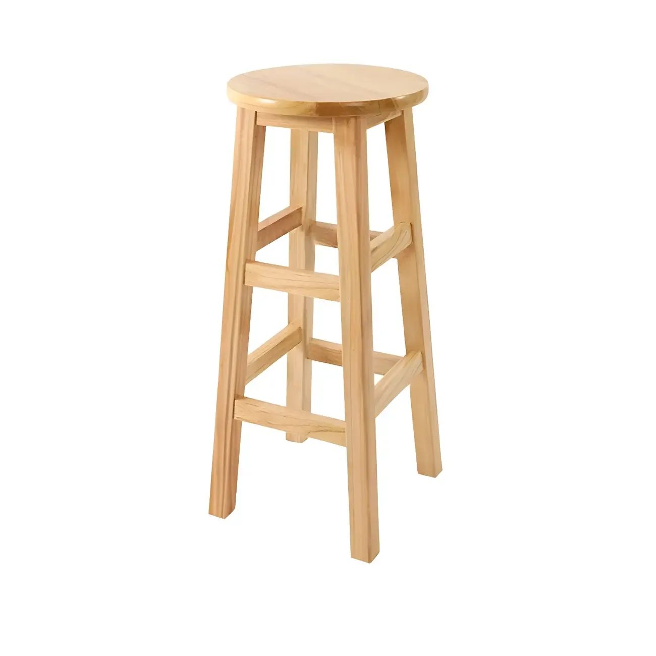 Round Oak Wood Backless Counter Height Bar Stool