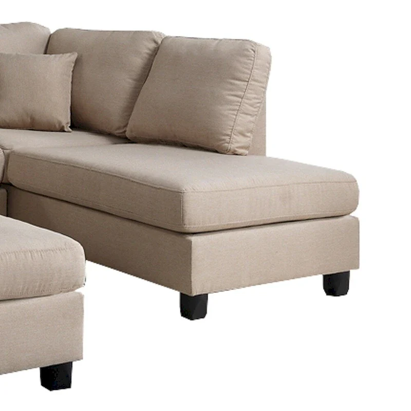 Linen Fabric 3 Pieces Sectional In Sand Beige