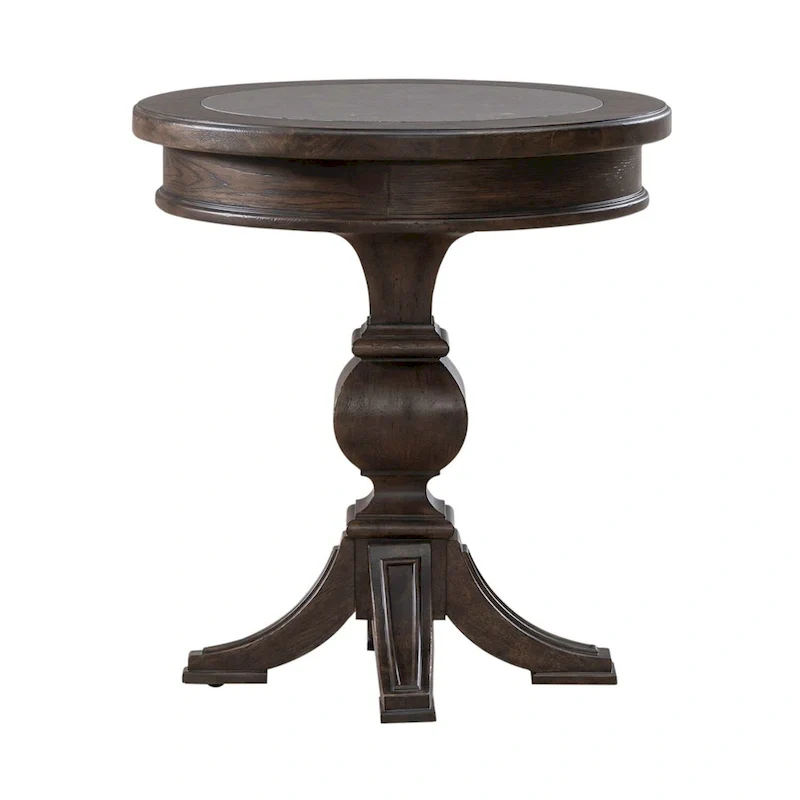 Paradise Valley Saddle Brown and Blue Stone Round Chairside Table