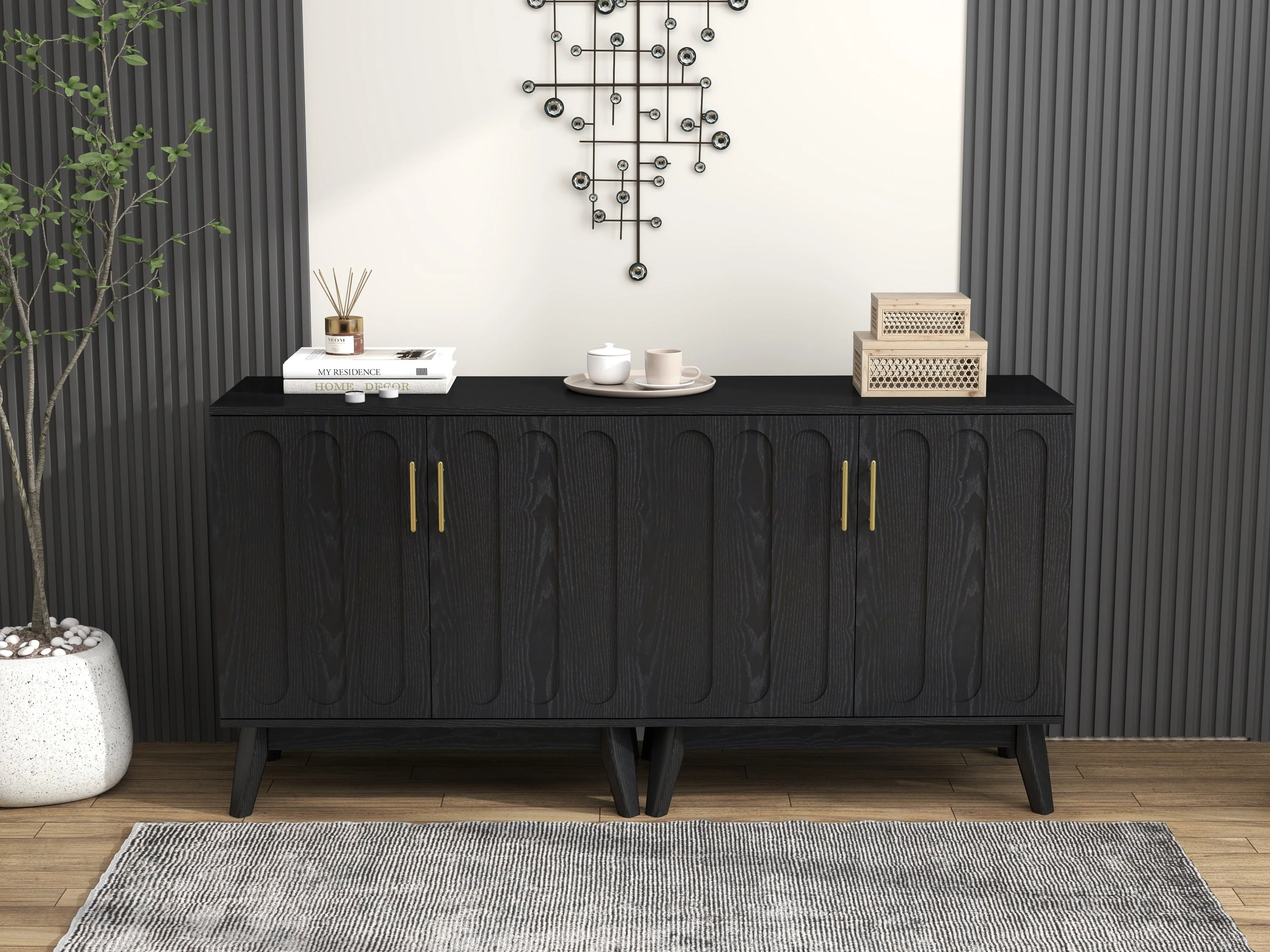Walker Edison | Mid-Century Modern Fluted Accent Cabinet