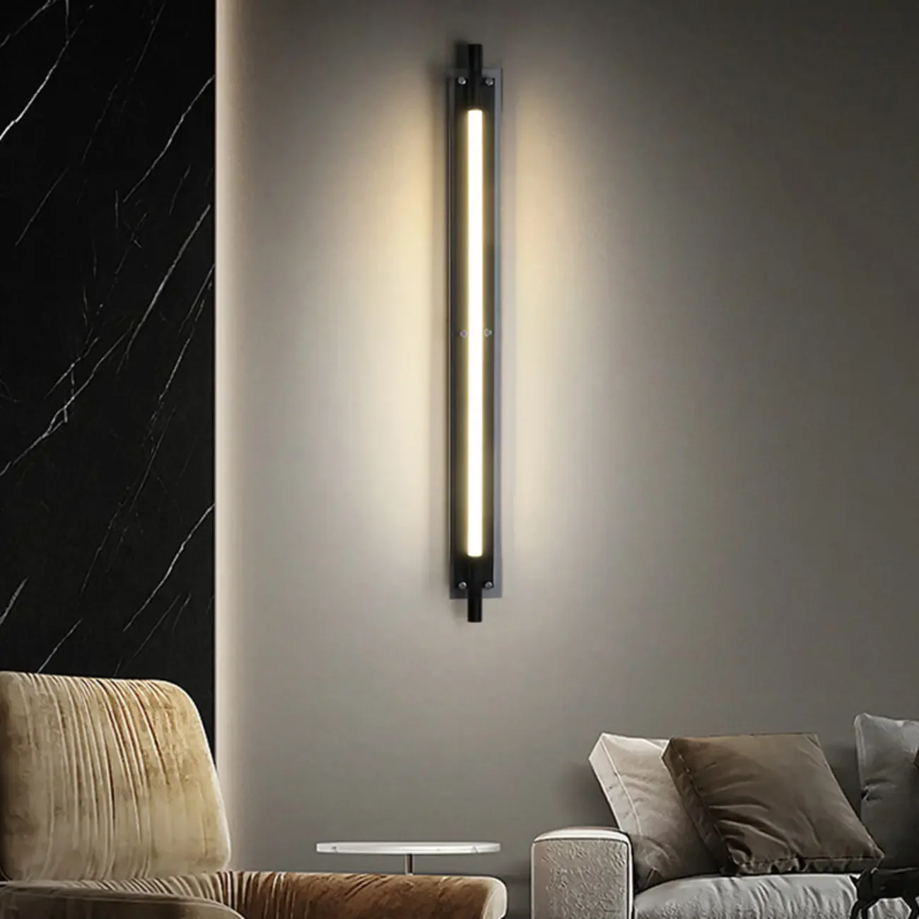 Modern Black Metal Linear Plastic Shade Wall Sconce