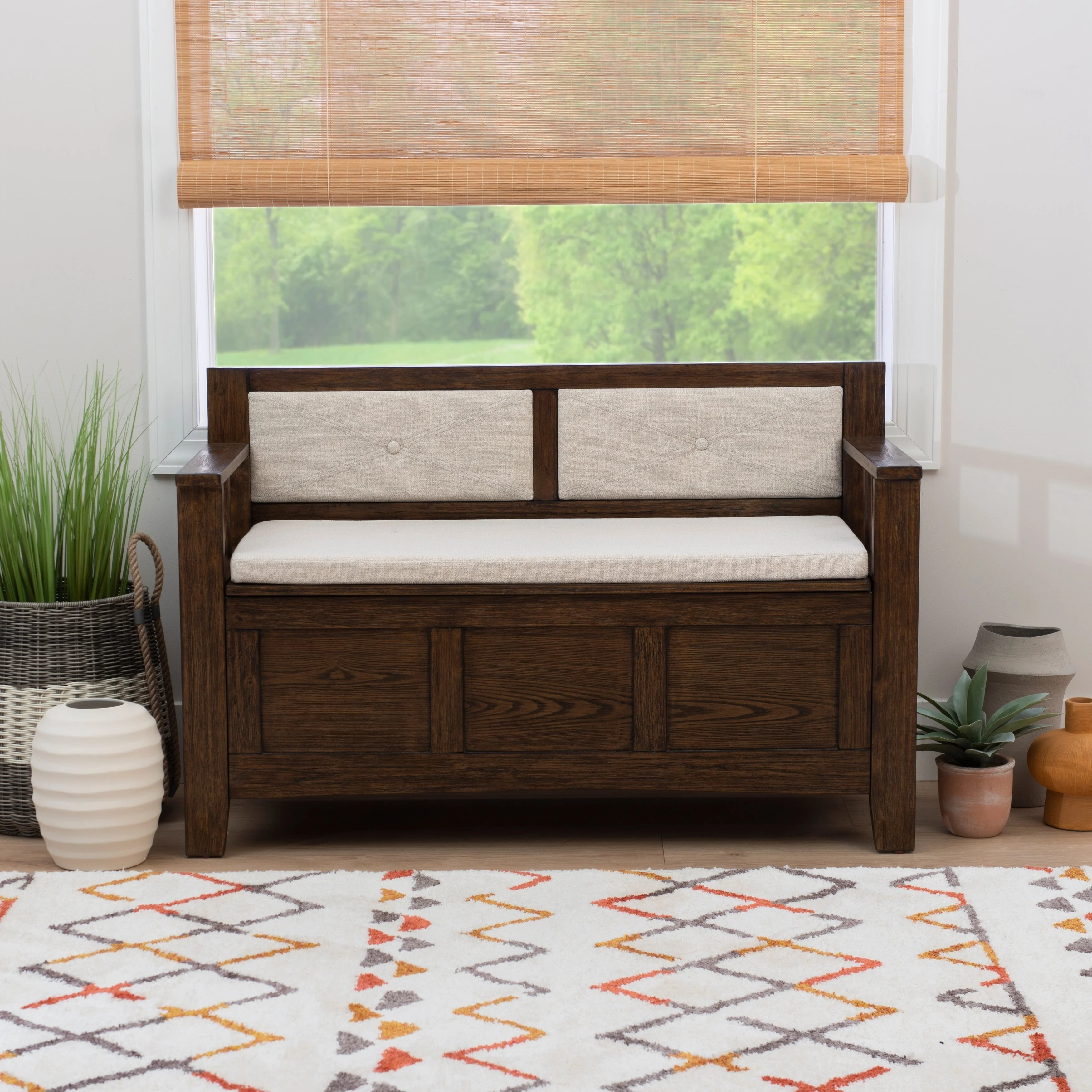Dahlia Wood Flip Top Storage Entryway Bench