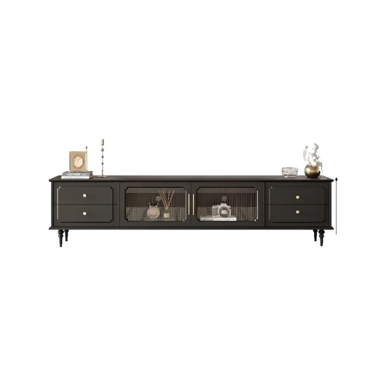 Wooden French Country TV Stand with Black Finish