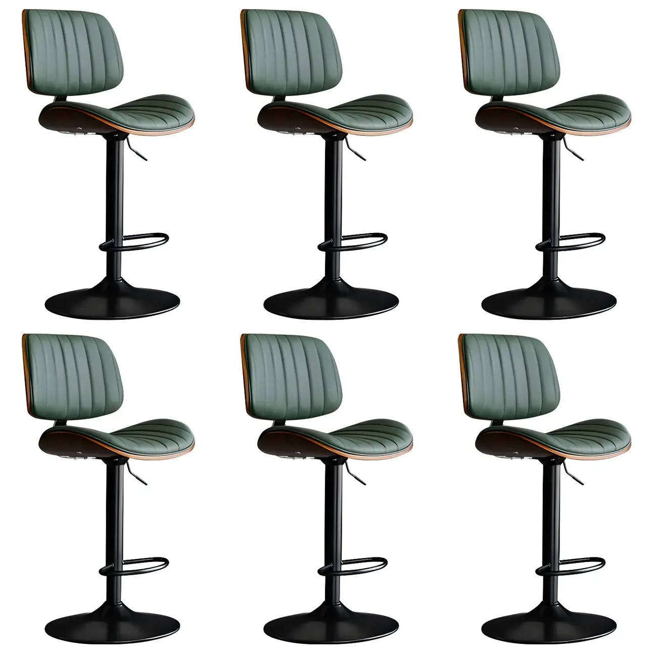 Modern Faux Leather Adjustable Swivel Bar Stools