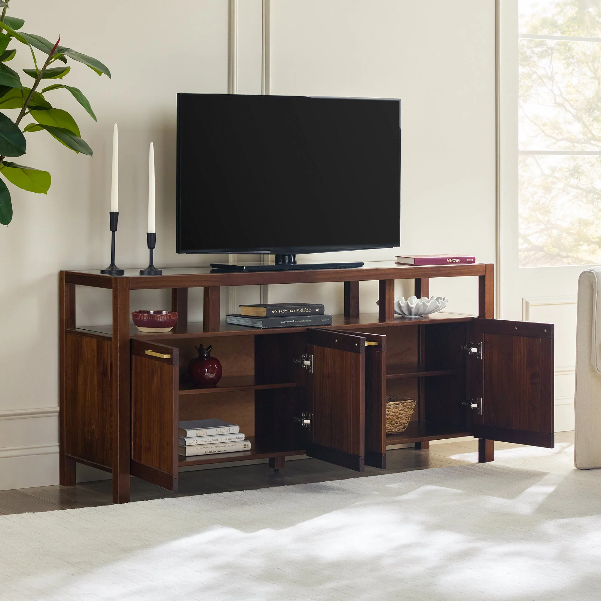 Isla Modern TV Stand with Glass Top