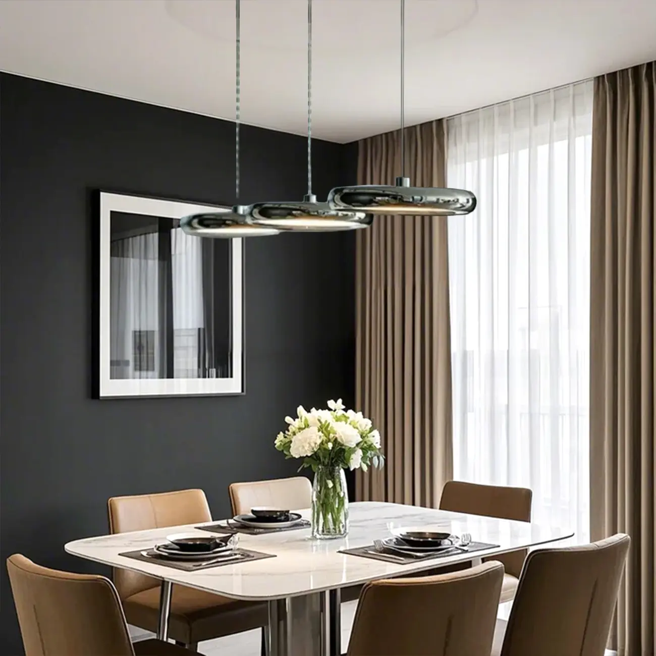 3 Light Metal Round Shape Modern Island Pendant Light