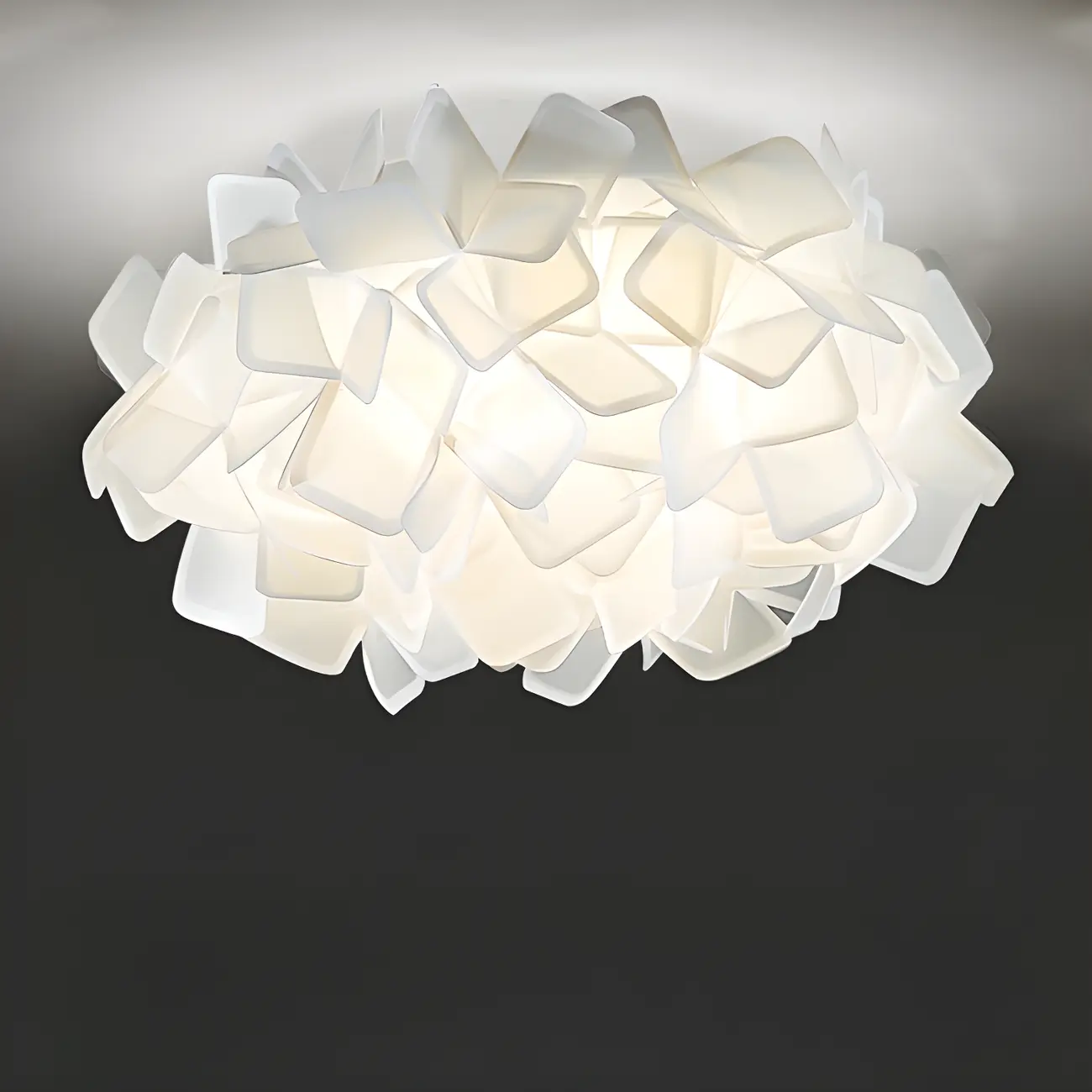 Art Deco White Geometric Plastic LED Flush Mount Ceiling Light