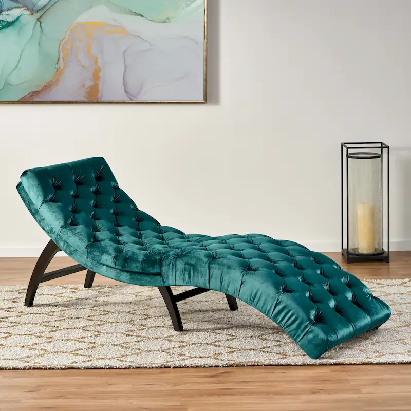 Garret Tufted Velvet Chaise Lounge by Christopher Knight Home