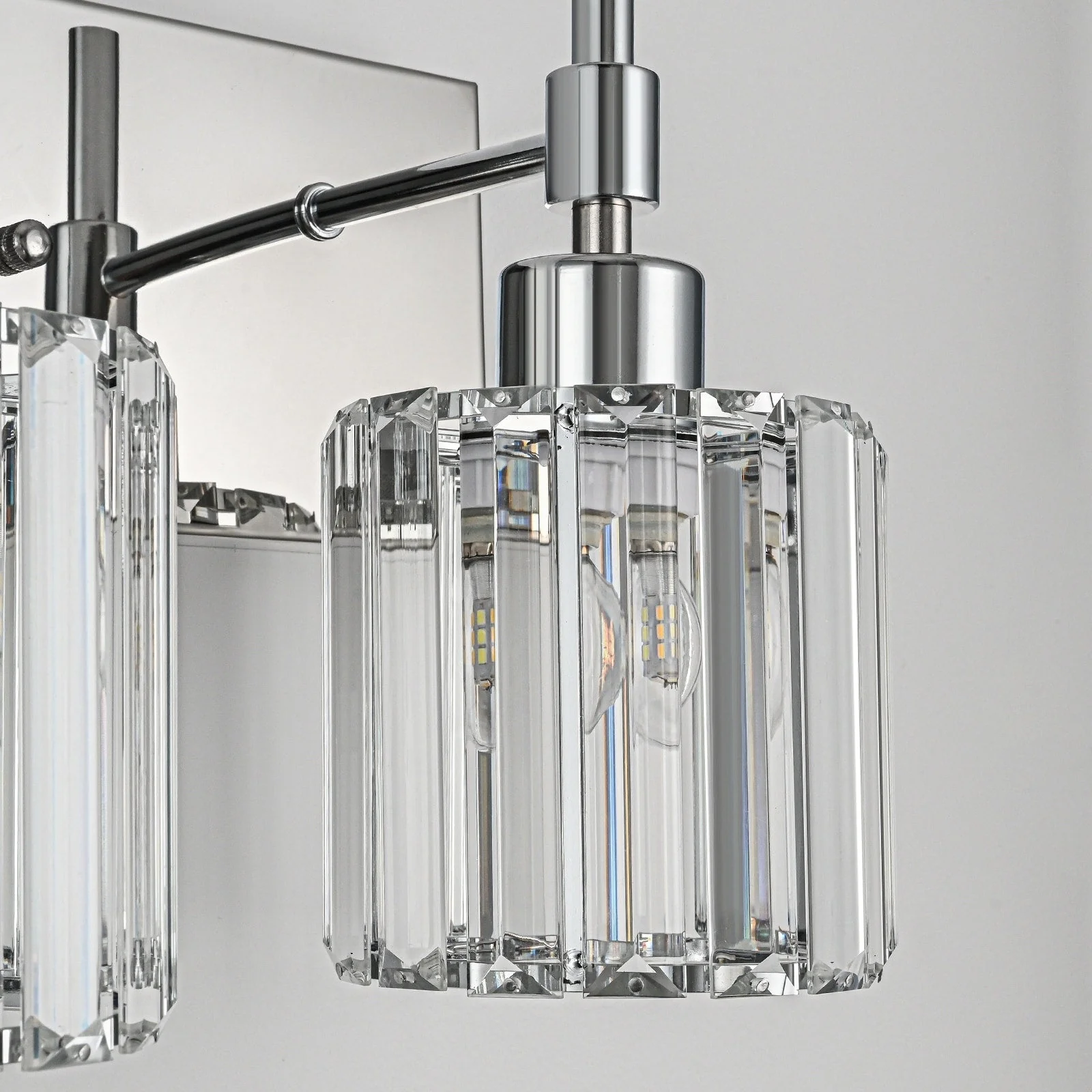 Modern Dimmable Crystal Bathroom Vanity Light Wall Sconces with Crystal Shades