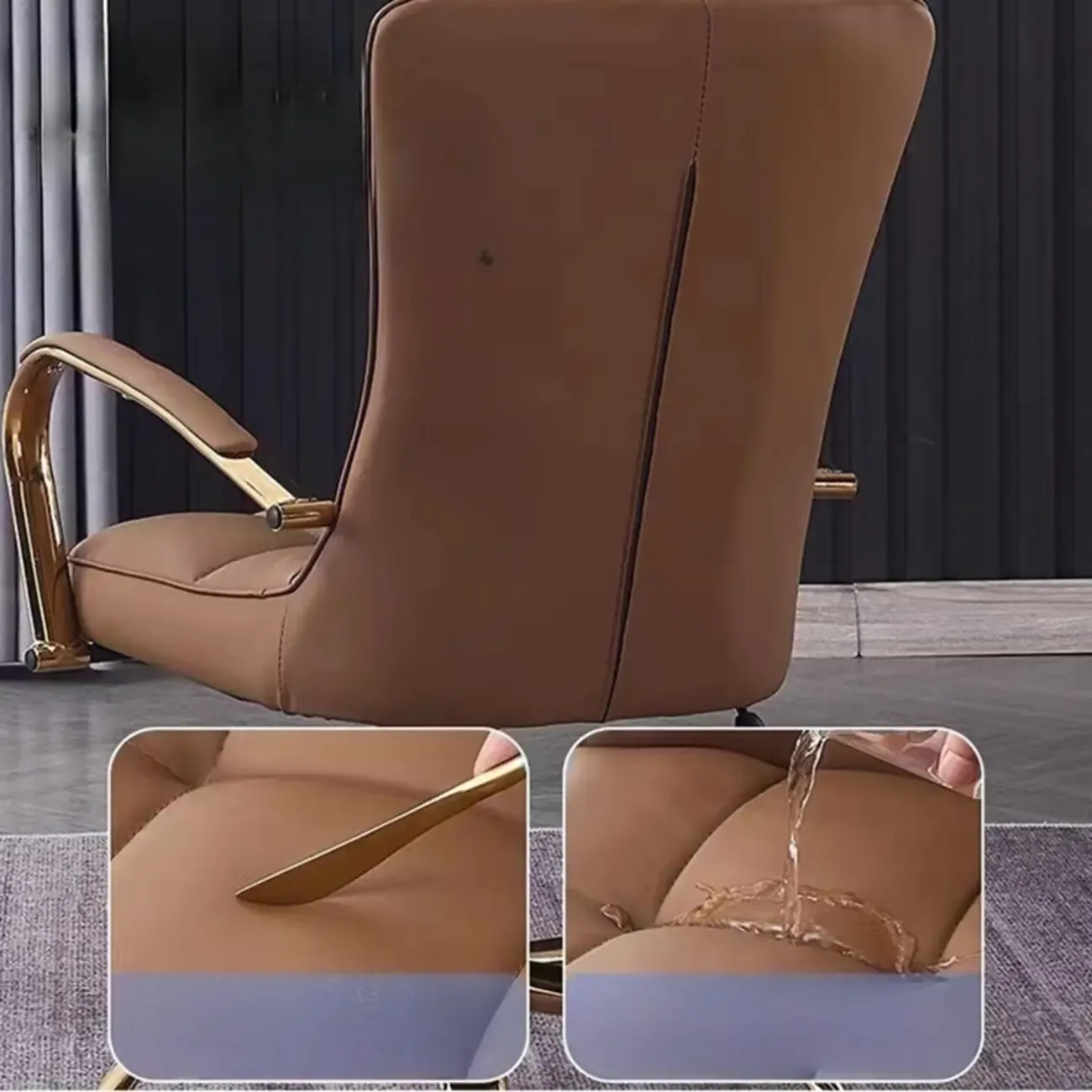 Glam Leather Adjustable Bar Stools with High Back