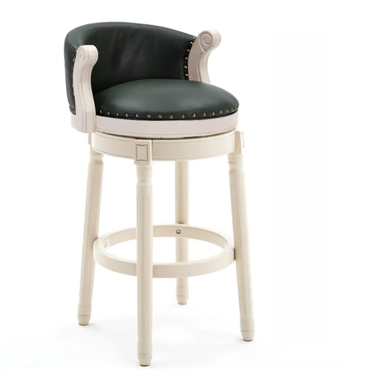 Solid Wood Leather Swivel Counter Stools with Backs