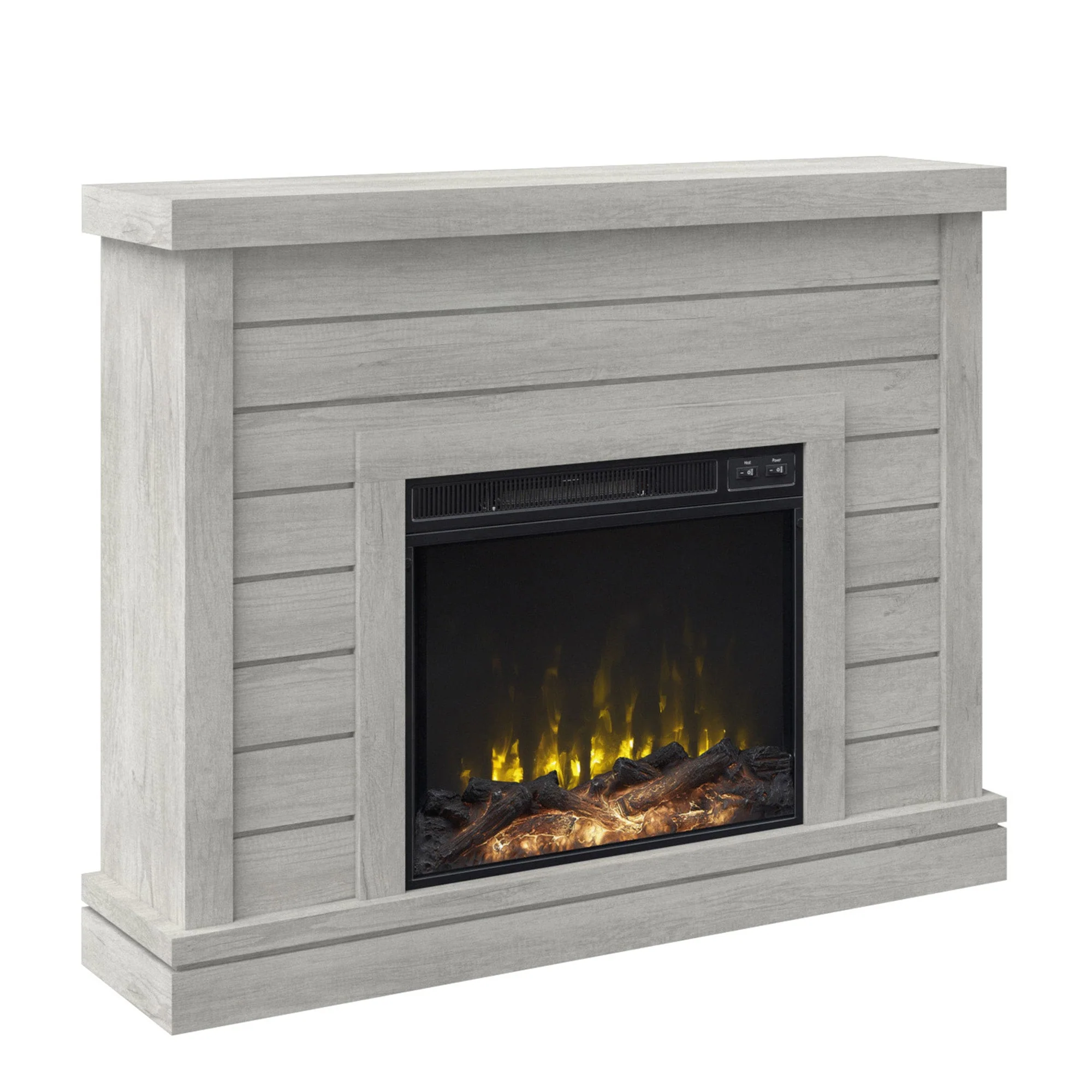 Farmhouse Shiplap Wall Mantel with Electric Fireplace