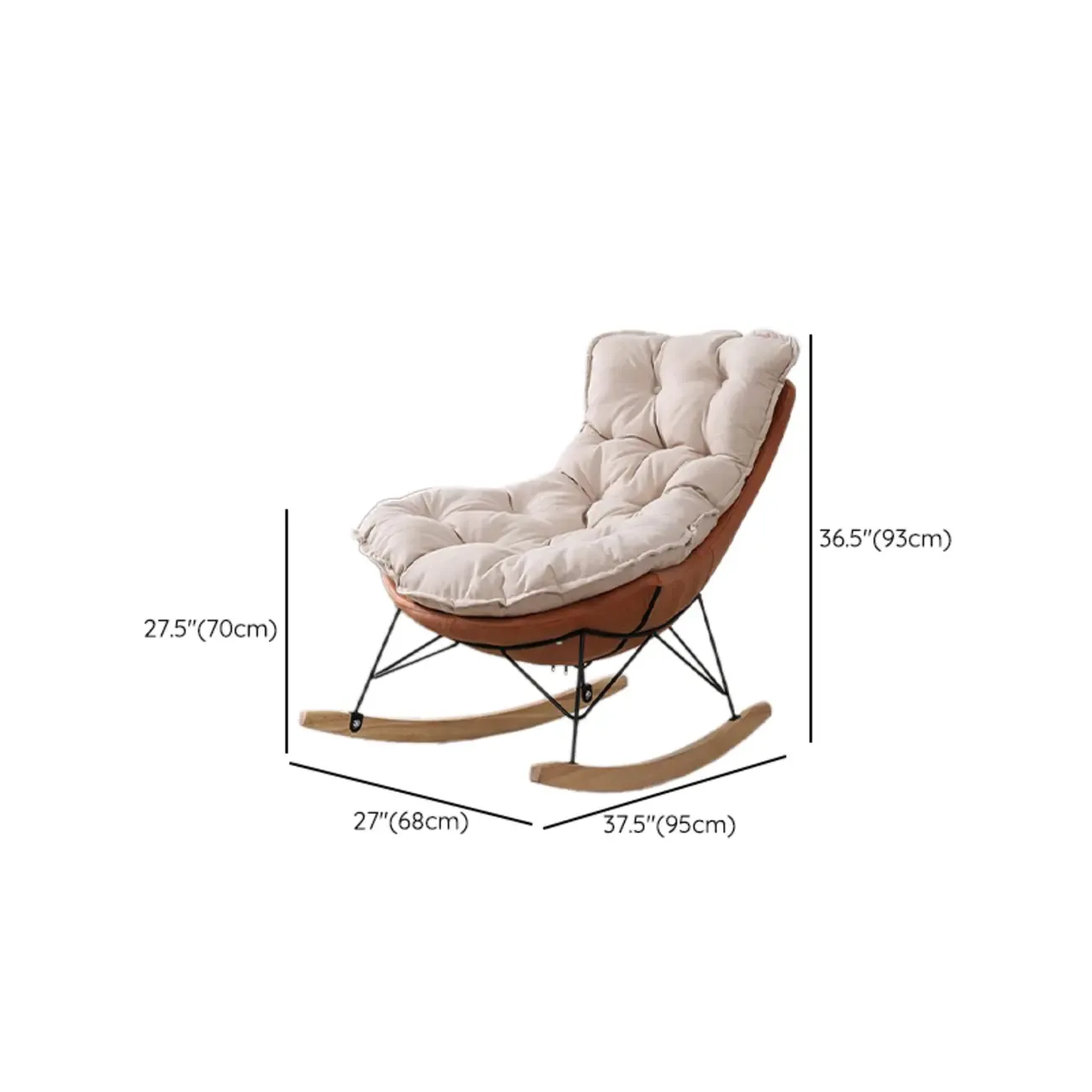 Cotton Upholstered Rocking Chair with Removable Cushions