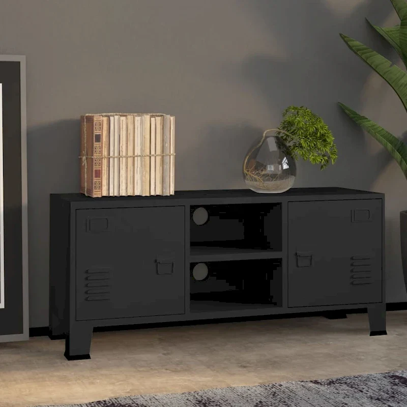 vidaXL TV Stand TV Console Sideboard TV Unit Home Media Unit Cupboard Metal - 41.3 x 13.8 x 16.5