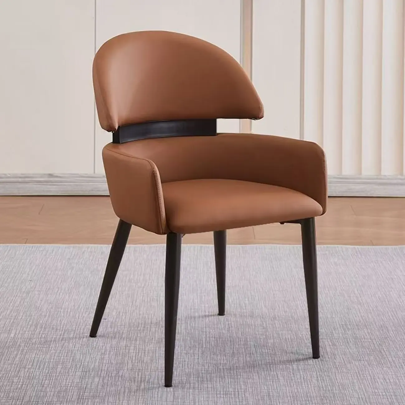 Scandinavian Swivel Brown Curved Back Dining Chairs