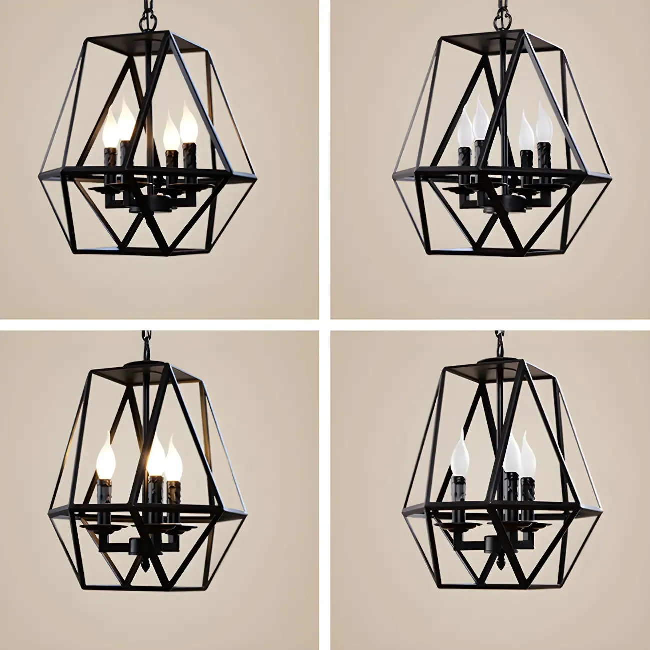 Black Geometric Iron Frame Modern Chandelier