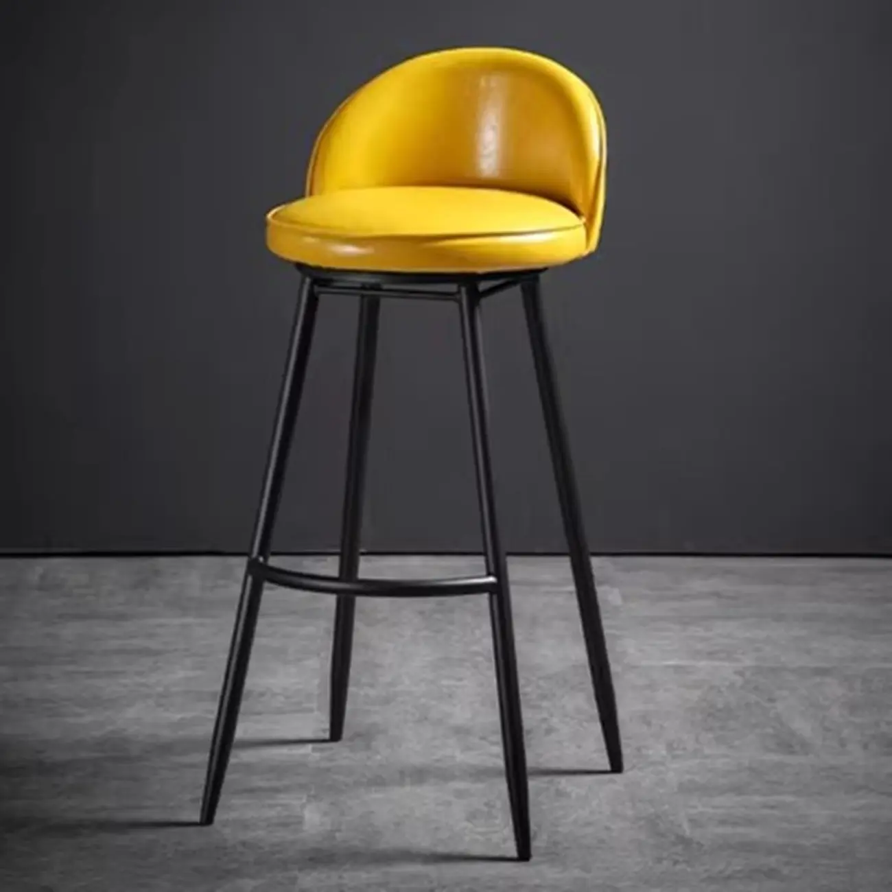 Industrial Counter Height Leather Swivel Bar Stools