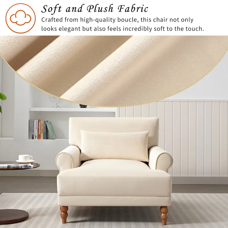 Beige 37.8 Velvet Accent Chair