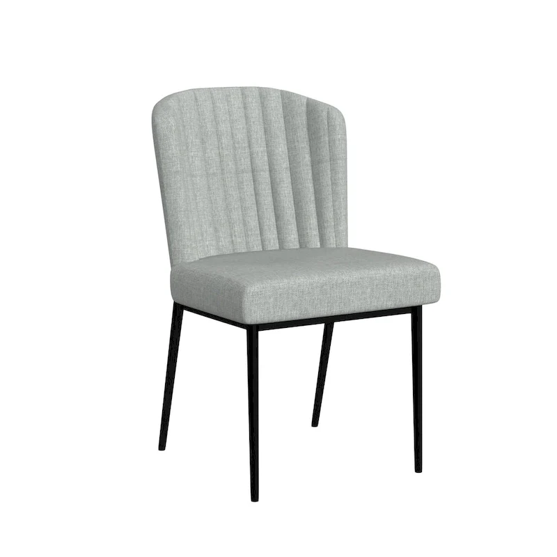 HomePop ChannelBack Dining Chair with Metal Legs-Gray Woven (set of 2)