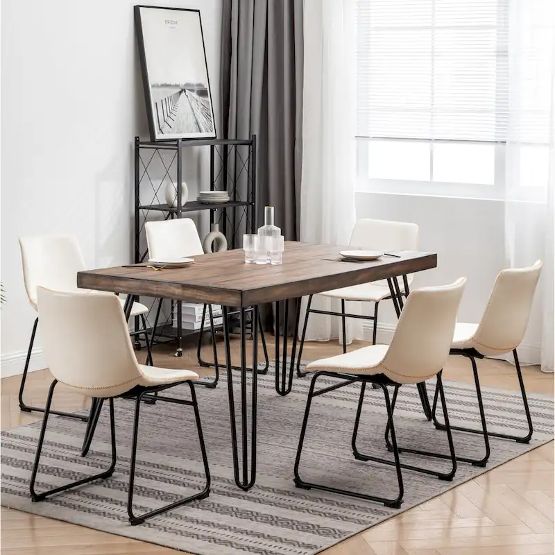 Roundhill Furniture Aryven Industrial 7-Piece Dining Set