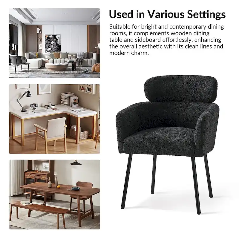 Amos Modern Boucle Dining Chair with Adjustment Feet Set of 4 by HULALA HOME